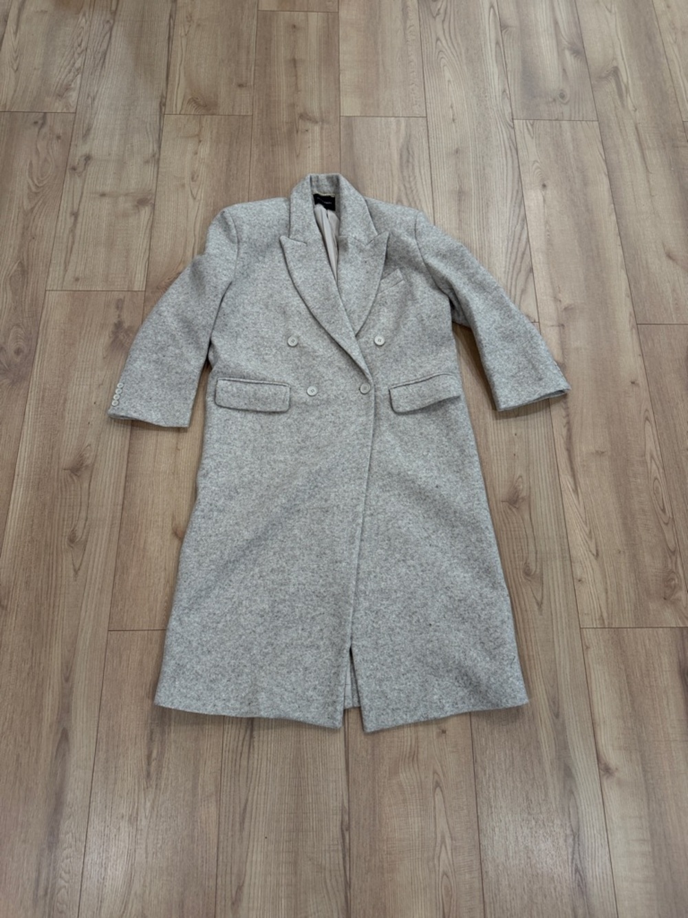 JLUXLABEL Double-Breasted Trench Coat - Light Gray